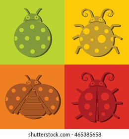Ladybug icons on color background
