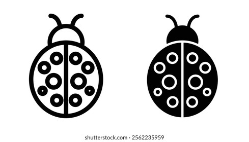 Ladybug Icons pack in outlined and flat versions