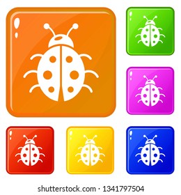 Ladybug icons set collection vector 6 color isolated on white background
