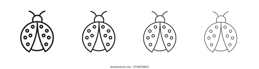 Ladybug icons, Set of linear icons. Black linear palm icons