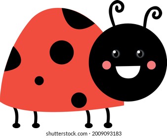 Ladybug illustration with black spots and white background.