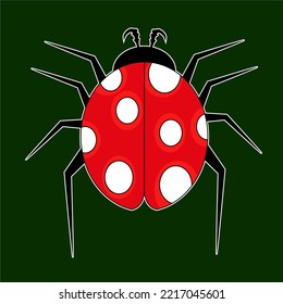 ladybug illustration with green background