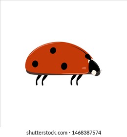 Ladybug illustration on white background. Print design. Hand drawn style. Vector.