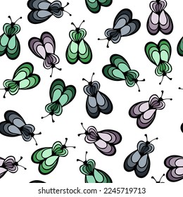 Ladybug insect cartoon illustration vector seamless pattern.  Baby cloth tissue print. Bumble abstract repeating summer pattern. Children drawing simple design.