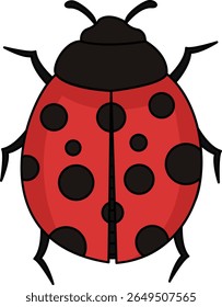 Ladybug Insect Cartoon Top View Animal Vetor