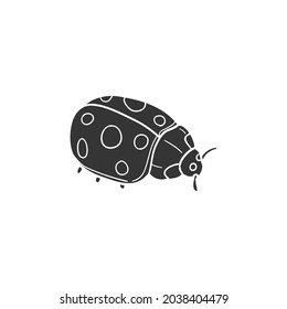 Ladybug Insect Icon Silhouette Illustration. Bug Animal Vector Graphic Pictogram Symbol Clip Art. Doodle Sketch Black Sign.