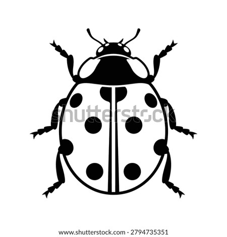 Ladybug insect minimalist vector icon with wildlife silhouette minimalist
