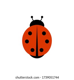 ladybug insect. Red beetle with black dots, circles. object vector illustration isolated on white background