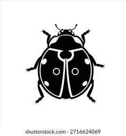 Arte vectorial de la silueta del insecto de la mariquita aislado en el fondo blanco. Linda ilustración de mariquita para el diseño. Elemento gráfico de plaga de jardín.