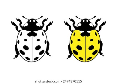 ladybug insect with wings in summer Vector graphics.Ladybug isolated on white background.