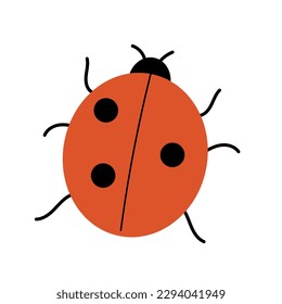 Ladybug isolated on white background, clip-art, cute kids sticker, t-shirt print