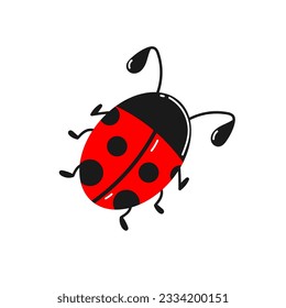 Ladybug isolated on white background. Red beetle with black dots design element made in vector.