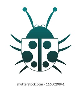 Ladybug isolated symbol blue lines
