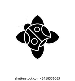 Ladybug or ladybird in black fill flat icon. Summer vacation element graphic resources for many purposes.