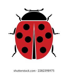 ladybug or ladybird, cute flat design of black and red lady beetle, vector illustration