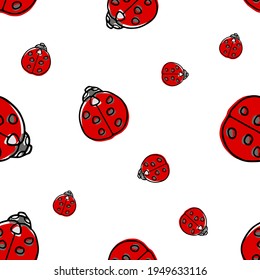 Ladybug ladybird cute seamless pattern vector illustration. Seamless pattern for printing brochure, poster, party, summer print, card. Creative childish background for fabric, textile, wallpaper print