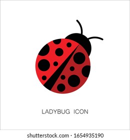 Ladybug or Ladybird Icon isolated on White. Vector Illustration. Flat Graphic Style. Zoological Classes, Holiday Decorative Design.