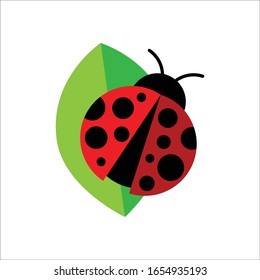 Ladybug or Ladybird Icon isolated on White. Vector Illustration. Flat Graphic Style. Zoological Classes, Holiday Decorative Design.