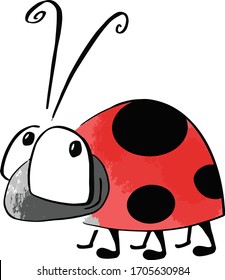 Ladybug Ladybird icon set line. Funny insect. Cartoon   character. Flat design. White background. Isolated.