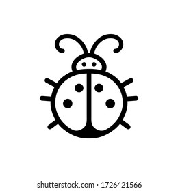 Ladybug, ladybird. Outline icon, logo, logotype, emblem, Black lines on white background. Isolated. Vector illustration 