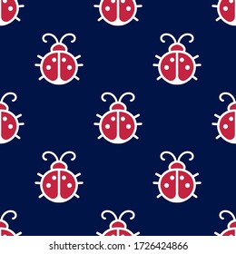 Ladybug, ladybird seamless pattern. Design for wallpaper, textile, fabric, wrapping, scrap paper. Vector illustration