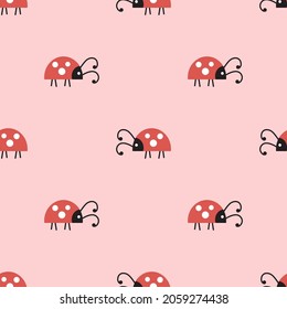 Ladybug ladybird seamless pattern. 
Vector 