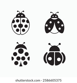 Ladybug or ladybird silhouette icons set vector illustration.