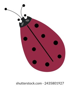 Ladybug or ladybird simple flat design red and black. Vector illustration isolated on white background