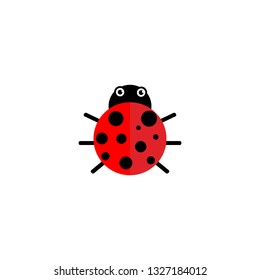 Ladybug or ladybird vector graphic illustration, isolated. Cute simple flat design of black and red lady beetle.