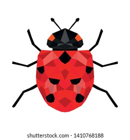 Ladybug or ladybird vector graphic illustration, isolated. Cute simple flat design of black and red lady beetle.