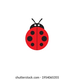 Ladybug or ladybird vector graphic illustration, isolated. Cute simple flat design of black and red lady beetle.