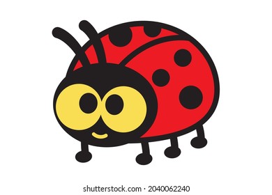 Ladybug or ladybird vector graphic illustration, isolated. Cute simple flat design of black and red lady beetle.