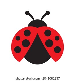 Ilustración gráfica del vector ladybird o ladybird, aislado. Diseño sencillo y plano de escarabajo negro y rojo.