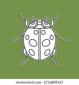 Ladybug Line Art, Vector de contorno de escarabajo	
