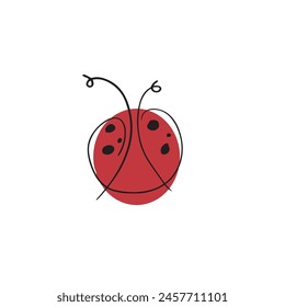 Ladybug Line Art Vector Illustration