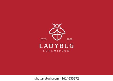 ladybug line icon. ladybug fly outline logo vector. emblem design