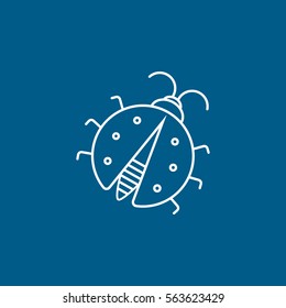 Ladybug Line Icon On Blue Background