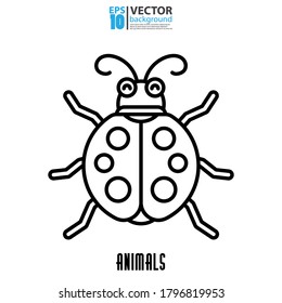 Ladybug line icon, outline vector sign, linear pictogram isolated on white. Animal concept. Eps 10 vector illustration.