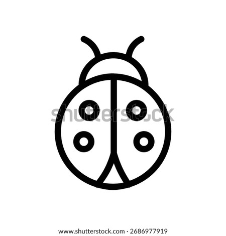 Ladybug line icon, simple insect outline with dots in minimal style on white background