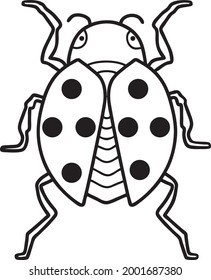  ladybug line vector illustration isolated on white background