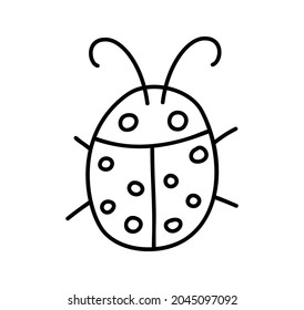 Ladybug linear icon. Thin line illustration. Ladybird contour symbol. Vector isolated outline drawing baby.