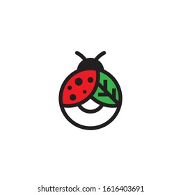 ladybug logo animal circle leaf green template