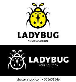 Ladybug logo. Black and yellow options. Brand  logotype.