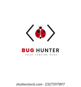 Ladybug logo in bracket, for programing theme logo, especially bug hunter