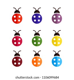 Ladybug logo set. Set of colorful ladybirds isolated on white. Can be used in different ways of design, appearance, cover, etc.