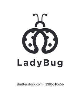 ladybug logo vector with minimalist line art style