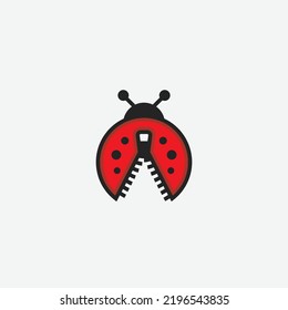 Ladybug logo vector with sliding zipper, perfect for fashion business, boutique, clothing etc