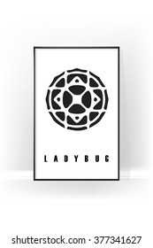Ladybug. Magic symbol. Tribal boho sacred vector illustration. Used for posters, tattoos your design and wall decor. scandinavian style.
