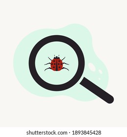 ladybug and magnifying glass icon design vector illustration