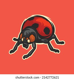 Ladybug mascot logo design illustration